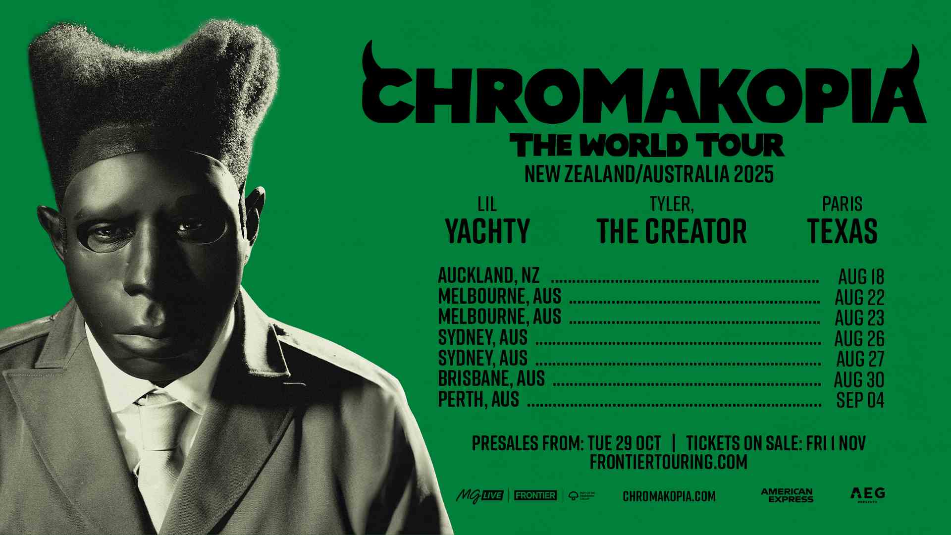 Tyler, The Creator Announces CHROMAKOPIA Australian Tour Sheldon Ang